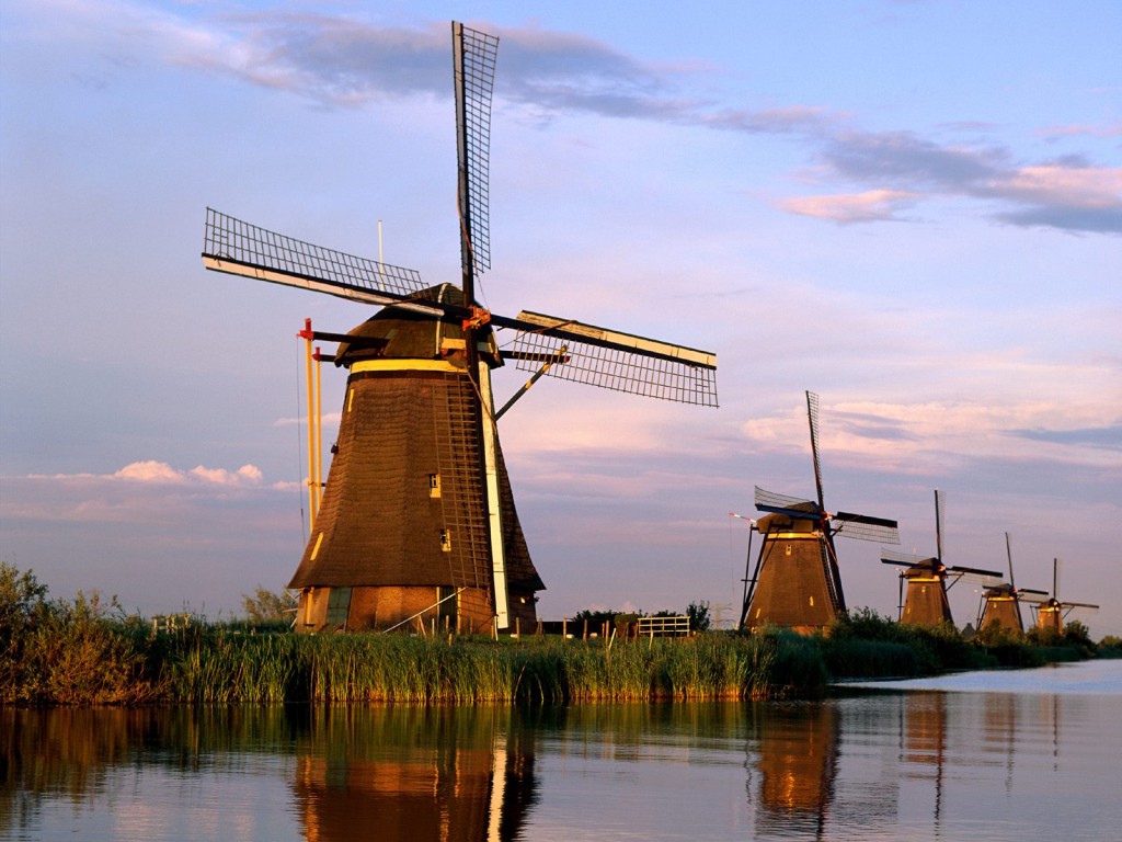 Windmills Kinderdijk Netherlands 1024x768 